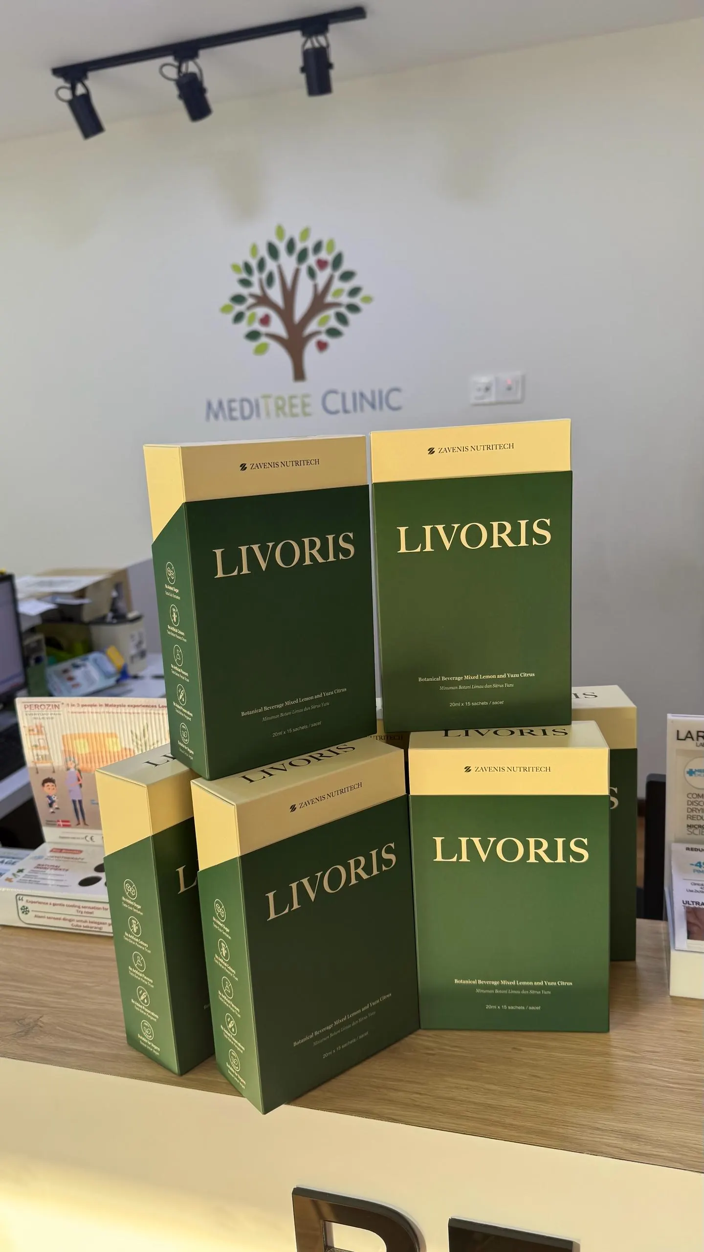 Livoris boxes displayed inside MEDITREE CLINIC